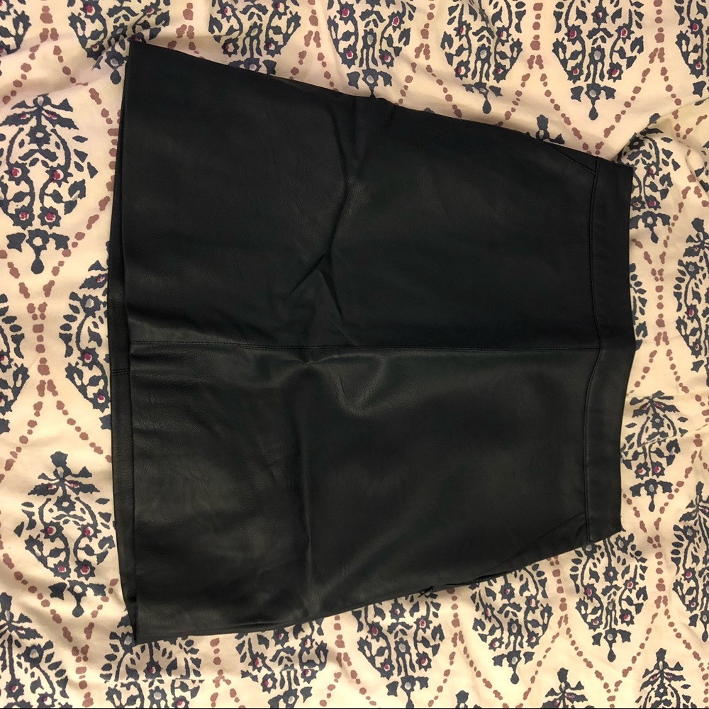 Navy Leather Skirt